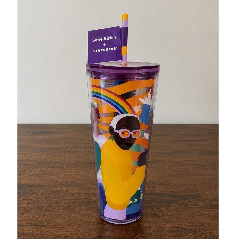 Sofie Birkin x Starbucks Rainbow Pride‎ Tumbler Purple Lid Art Cup